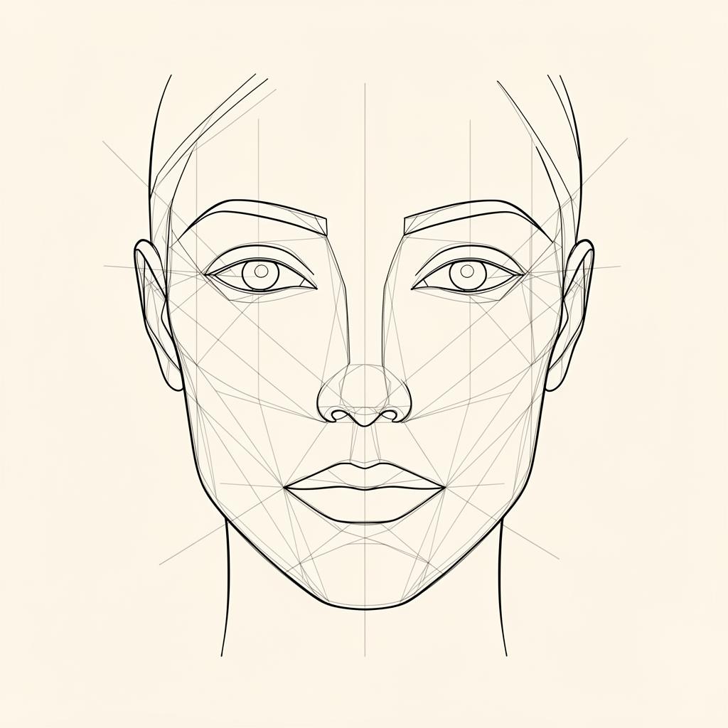 Abstract facial mapping line diagram