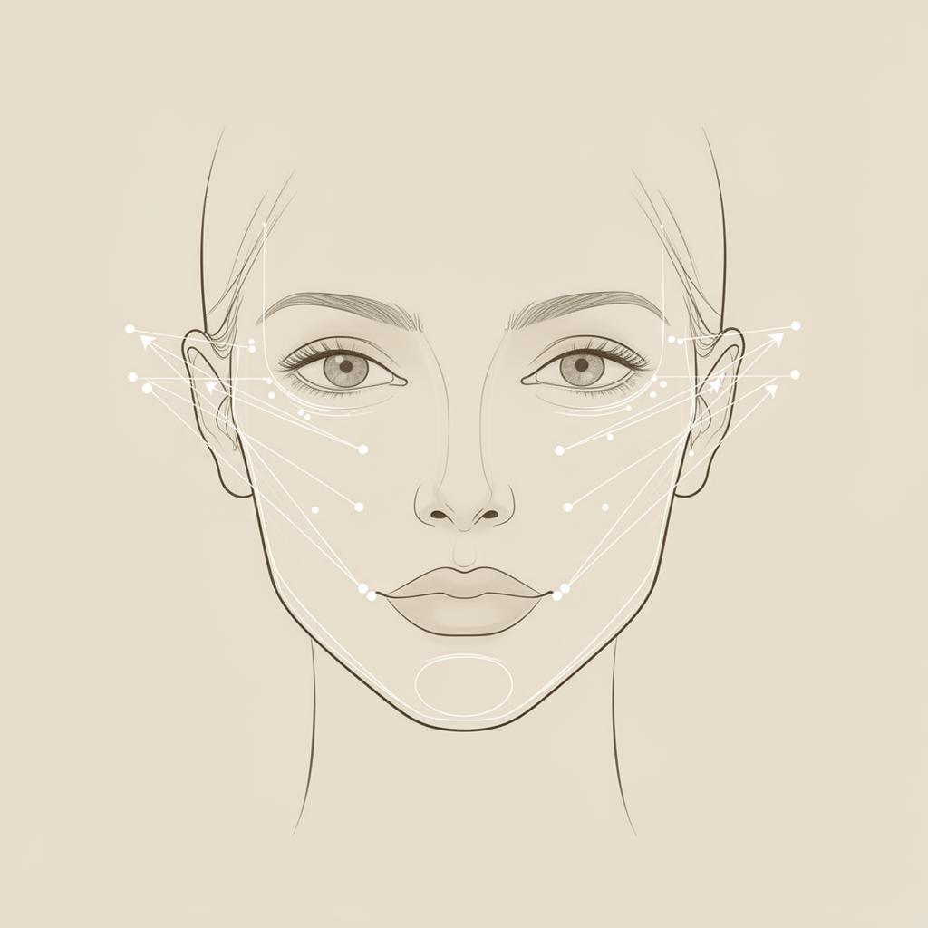 Abstract facial contour lines showing lift direction